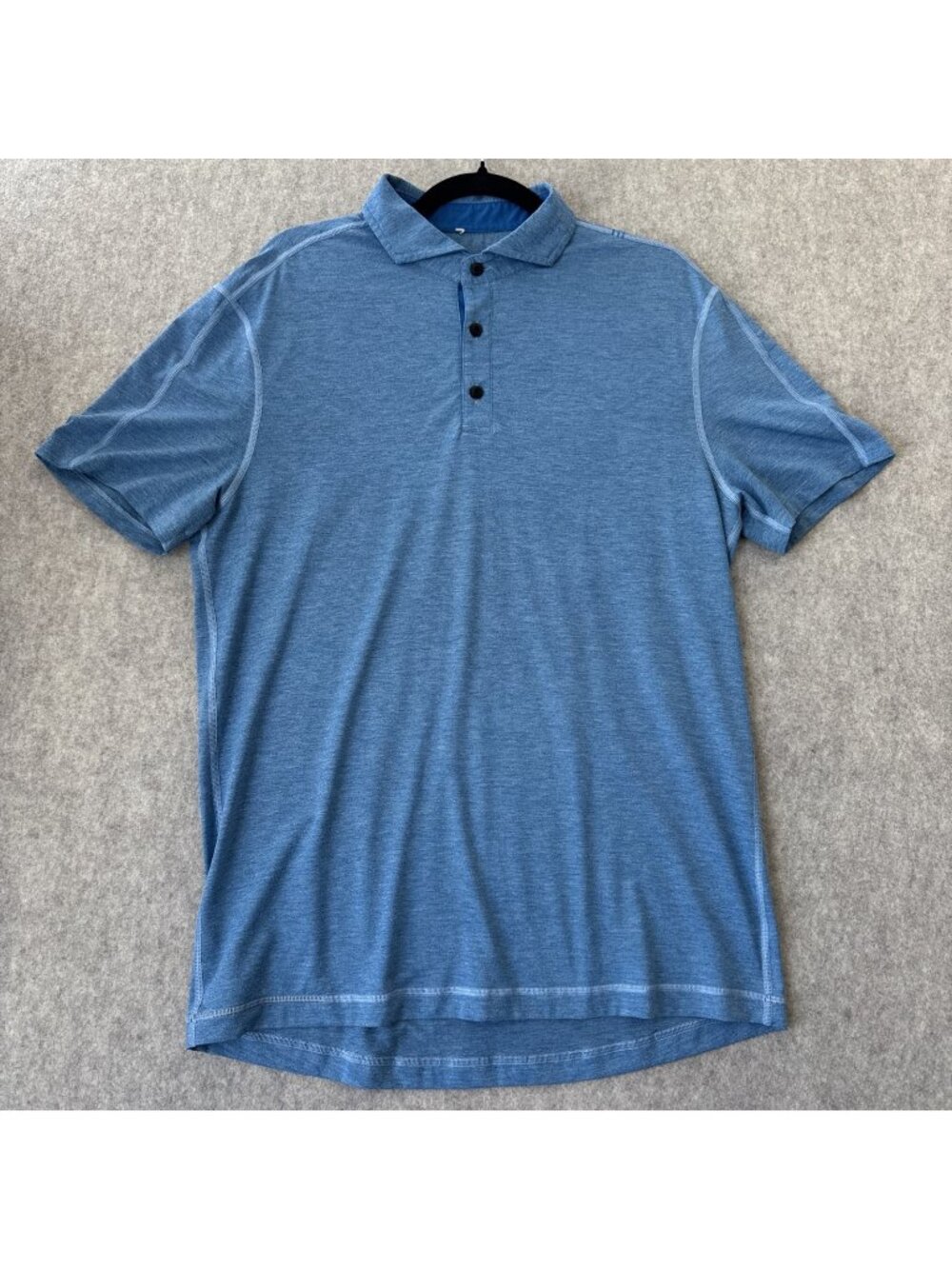 Lululemon‎ Evolution Polo Shirt Mens L Heathered Blue Short Sleeve Performance